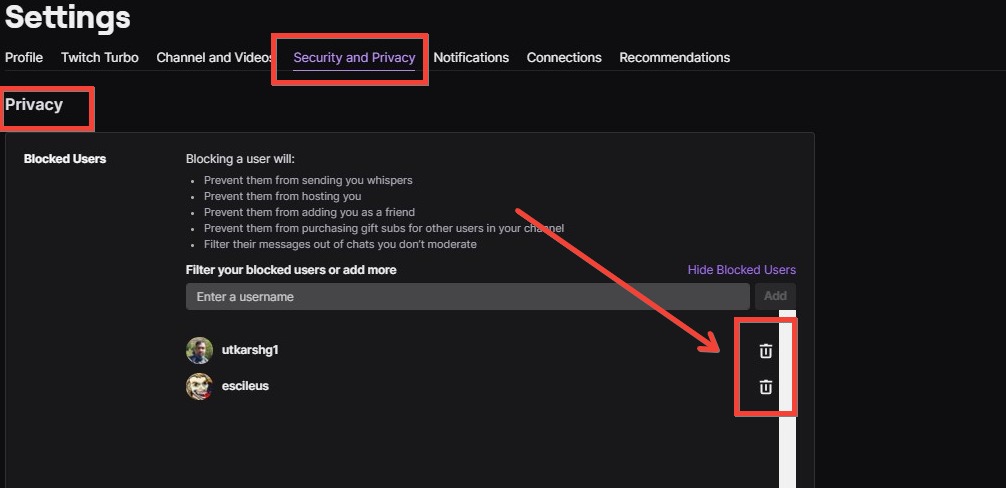 How to unblock someone on twitch