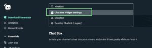 Chat box widget setting