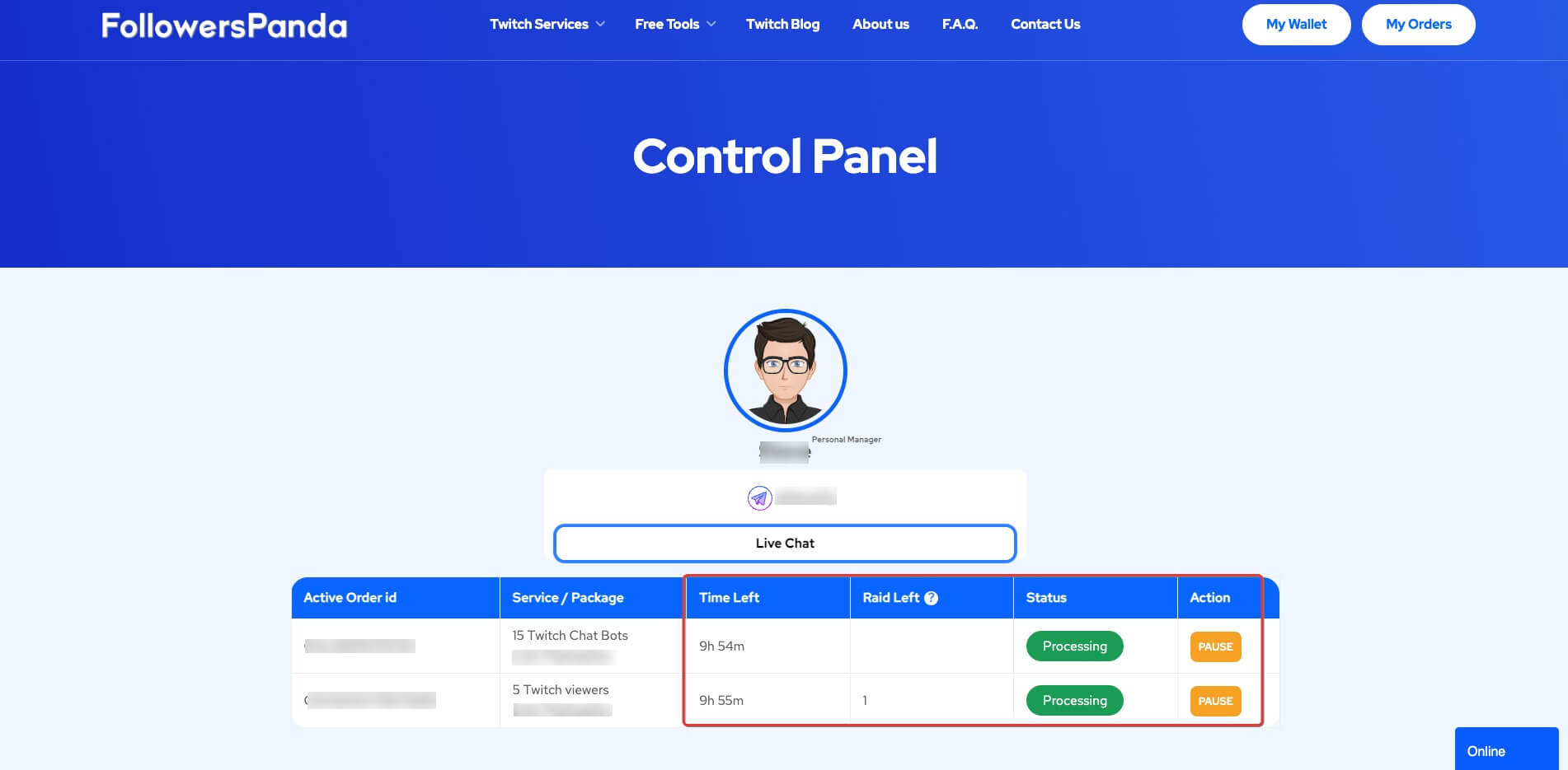 control panel dashboard