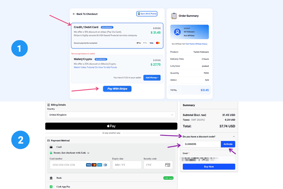 How to use FollowersPanda coupon code